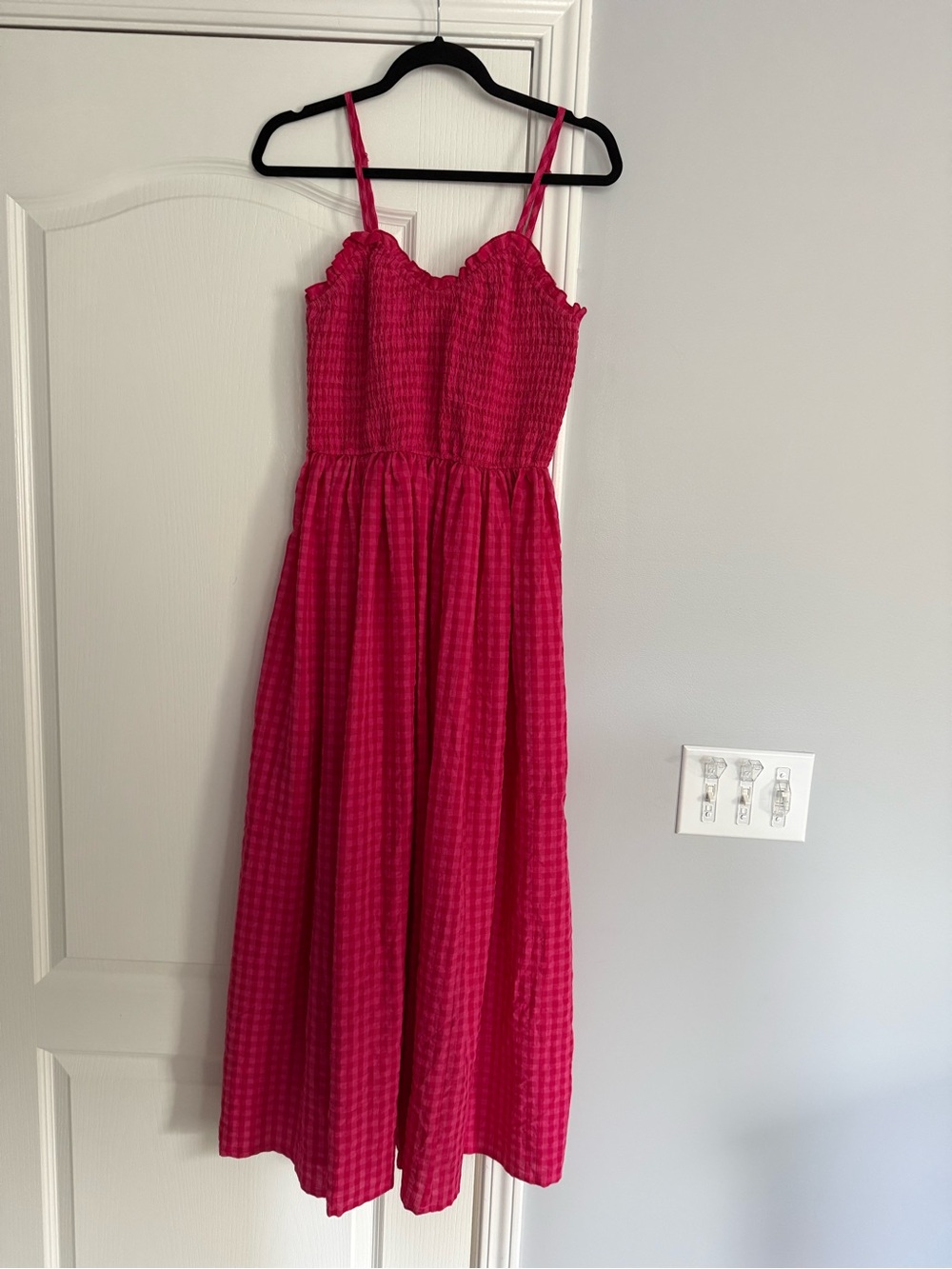 Miou Muse Pink Smocked Gingham Sundress